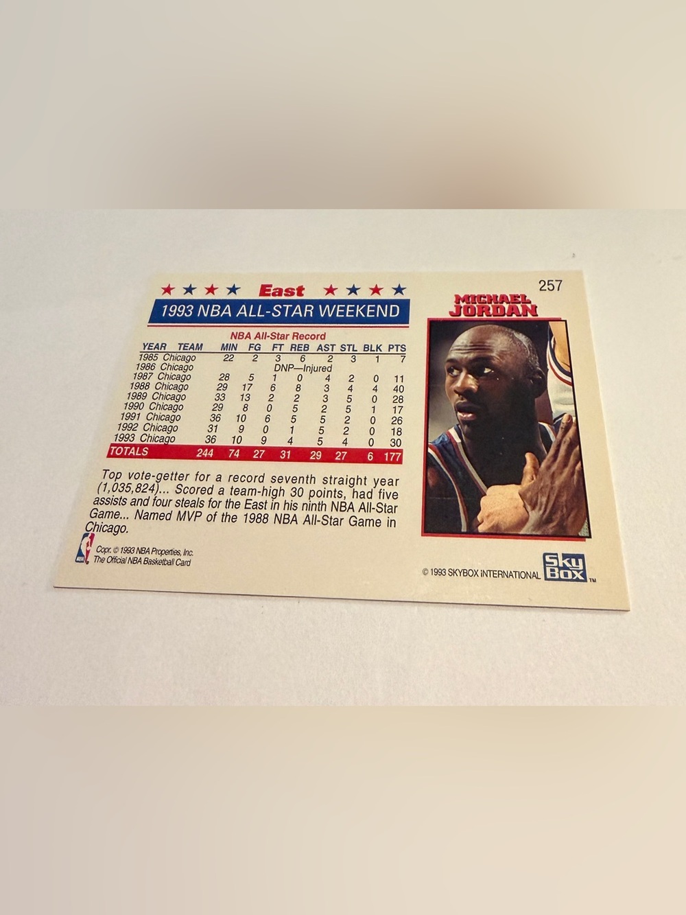 Michael Jordan 1993 NBA Hoops Basketball Card #257 All Star Weekend Vintage - Picture 2 of 3